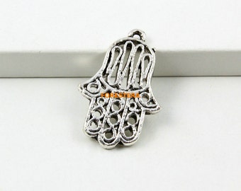 10Pcs Antique Silver hand Charm hand Pendant 25x17mm (PND768)