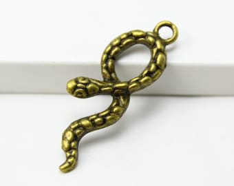 20Pcs Antique Brass snake Charm snake Pendant 30x11mm (PND273)