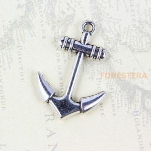 10Pcs Antique Silver Anchor Charm Anchor Pendant Anchor Connector 28x20mm (PND187)
