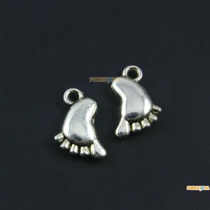50Pcs Antique Silver Feet Charm Feet Pendant Little Feet Charm 10x15mm (PND1858)