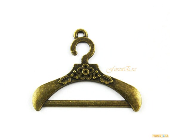 30Pcs Antique Brass Coat Hanger Charm Clothes Hanger Pendant 37x30mm  (PND1014)