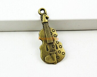 20Pcs Antique Brass violin Charm violin Pendant 30x12mm (PND920)