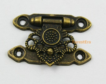 1Pcs Antique Brass Jewelry Box Hasp Latch Lock 37x25mm with Screws (HASP032)