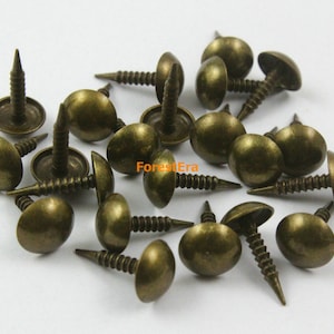 100Pcs 8mm Antique Brass Small Upholstery Tacks Nails Screw Nails(TN17)