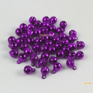 50Pcs 6mm Purple Bells Jingle Bells Christmas Bells Pet Bells (Bell29)