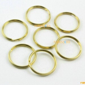 15 Pieces 25mm Solid Brass Split Key Ring - Ridge (BKRING8)