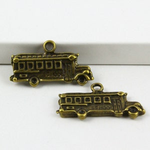 20Pcs Antique Brass School Bus Charm School Bus Pendant 23x9mm (PND370)