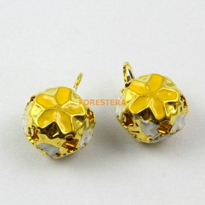 50Pcs 14mm Yellow Cloisonn Bells Jingle Bells Pet Bells Charm Bead (JTLLD14-YELLOW)