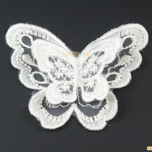 5 Pieces Butterfly Lace Applique White Terylene Embroidered Lace Patch 7.5x6.5cm (LACE122)