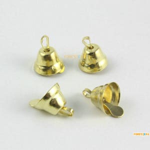 50Pcs 12x11mm Gold Bells Christmas Bells Pet Bells Trumpet Bell (Bell39)