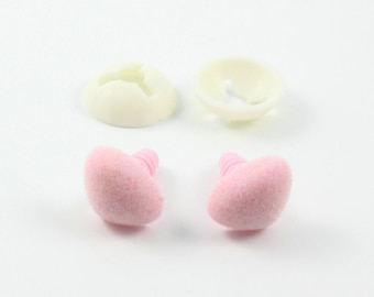 60 Pieces 15mm Pink Fuzzy Flock Nose , Safety Animal Doll Nose, Teddy Bear Nose Come With 60 pieces Washers (WWBZ14)