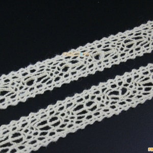 Cotton Lace Trim Beige Floral Lace Ribbon 1.3cm Width -- 10 Yards (LACE105)