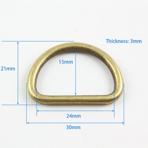 20 Pieces 24mm Antique Brass Color Welded Metal D Ring For Purse Bag Handbag (B-G8151)