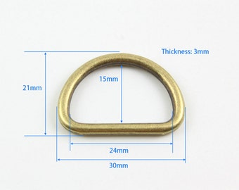 20 Pieces 24mm Antique Brass Color Welded Metal D Ring For Purse Bag Handbag (B-G8151)