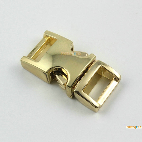 2 Pieces 10mm Light Gold Metal Side Quick Release Buckle Clip for Backpack Bag (HJCK10-4)