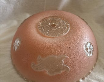 Okrągły klosz do lampy sufitowej w kolorze różowego matowego szkła w stylu vintage z kwiatowym wzorem 11,25"