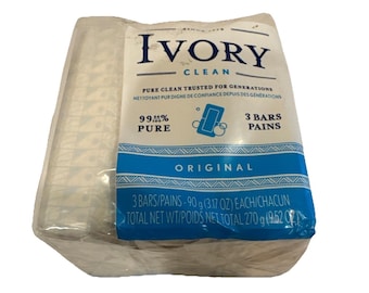 Saponetta semplice Ivory Pure 99 44/100% (3 saponette) Confezione da 9,5 oz Vintage - Sigillata NOS