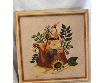 Fabelhaftes Vtg komplett gesticktes Bild, Stickbild 40x40cm