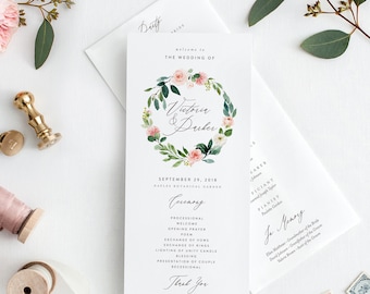 Editable Template - Instant Download Spring Romance Wedding Program