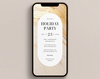 Electronic Holiday Party Invitation Canva Template - Shareable Editable Instant Download Mobile Text Invite