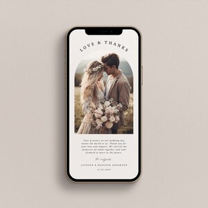 Electronic Digital Wedding Thank You Canva Template Shareable Editable