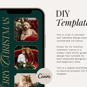 Electronic Holiday Digital Photo Card Canva Template Shareable Editable Instant Download Mobile Text Christmas Card image 2