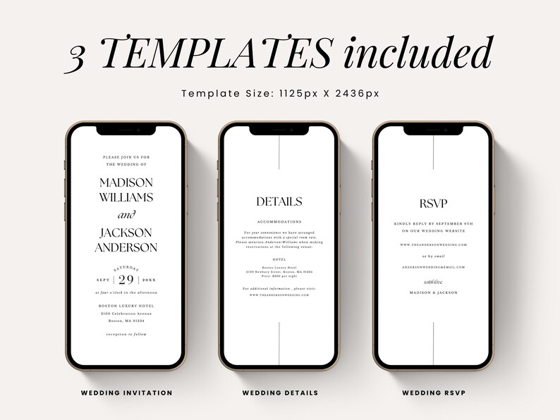 Electronic Digital Wedding Invitation Canva Template Package Shareable Mobile Text Instant Download Invite, RSVP and Details Card image 10