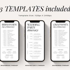 Electronic Digital Wedding Party Itinerary Canva Template Package Bridesmaids & Groomsmen Shareable Mobile Text Instant Download image 10