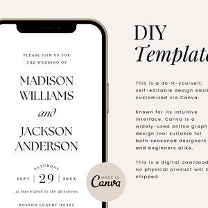 Electronic Digital Wedding Invitation Canva Template Package Shareable Mobile Text Instant Download Invite, RSVP and Details Card image 2