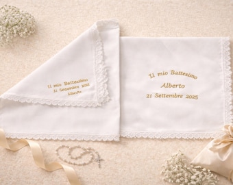 Gepersonaliseerde babydoopdoek met naam | Babyceremonie-outfit | Elegante doopoutfit | Gemaakt in Italië
