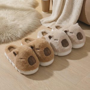 Süße Capybara Hausschuhe - Kuschelige Plüsch-Hausschuhe, Warme, flauschige Hausschuhe für Frauen, weiche Winter-Hausschuhe, Kawaii-Geschenk