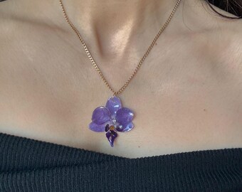 Prawdziwy naszyjnik z orchidei, biżuteria kwiatowa