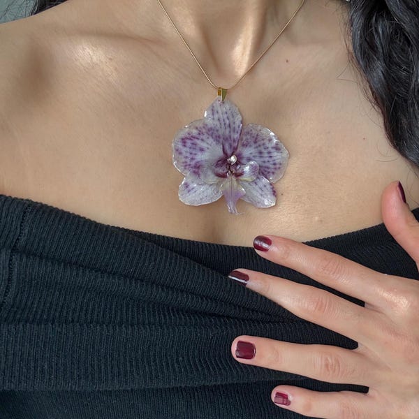 Echte Orchidee Harz Anhänger, Echte Blume Halskette
