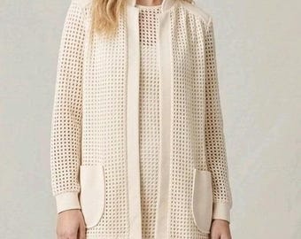 Vtg Sears 70s Knit Cardigan Sz18 Granny Mod Retro Dark Academia Pockets Spring