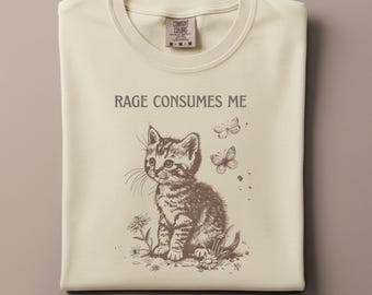 Camiseta "La ira me consume", humor sarcástico vintage con colores reconfortantes