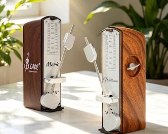 Custom Engraved Mini Wood Grain Metronome, Music Accessory, Gift for Piano Violin Guitar Players, Music Teacher & Wedding Anniversary Gift