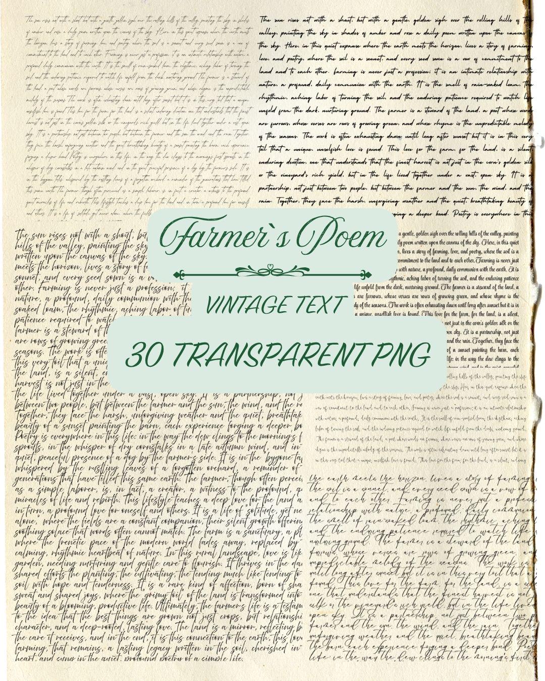 30 Vintage Handwriting Poem Overlay Transparent PNG Background A4 Old ...