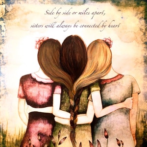 Personalized Sisters Portrait, Custom Birthday Gift for Sister
