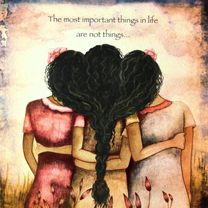 Sister gifts, best friends gift, three sisters art print, claudia tremblay, 3 braided sister art print