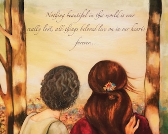 Gift for mother's day, mother daughter print, Claudia Tremblay