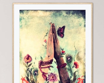 Namaste Hands Art Print, Meditation Room Decor, Yogi Gift
