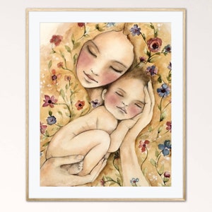 Gift for mother&#39;s day, mother daughter print,
