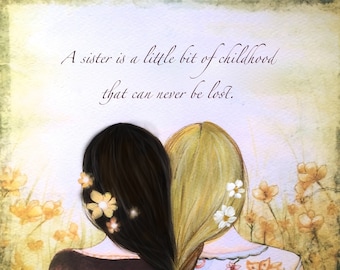 Gift for sister, Sister Art print, Sisters Custom Birthday gift , Birthday gift for sister, Claudia Tremblay