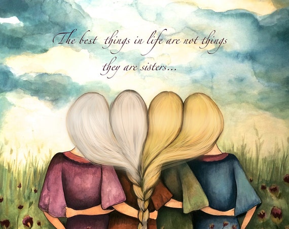The four sisters best friend|sbridesmaids present | art print |woman artwork