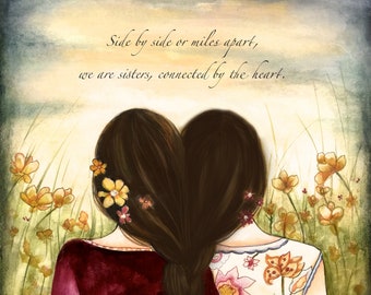 Gift for sister, Sister Art print, Sisters Custom Birthday gift , Birthday gift for sister, Claudia Tremblay