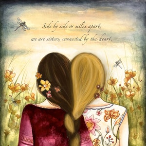 Gift for sister, Sister Art print, Sisters Custom Birthday gift , Birthday gift for sister, Claudia Tremblay