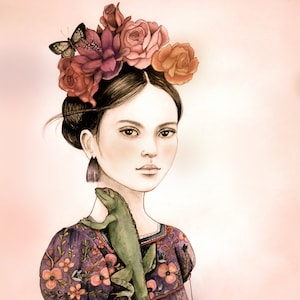 Gift for her, whimsical portraits,  art print.