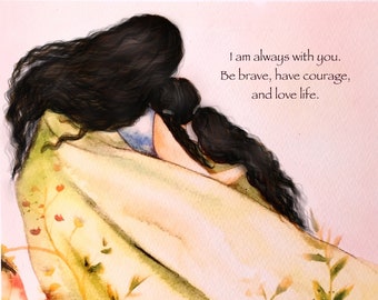 Mother and Child Art Print, Inspirational Quote, Cottagecore Decor