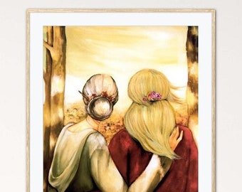 Gift for mother's day, mother daughter print, Claudia Tremblay