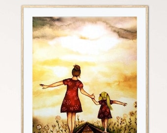 Gift for mother's day, mother daughter print, Claudia Tremblay